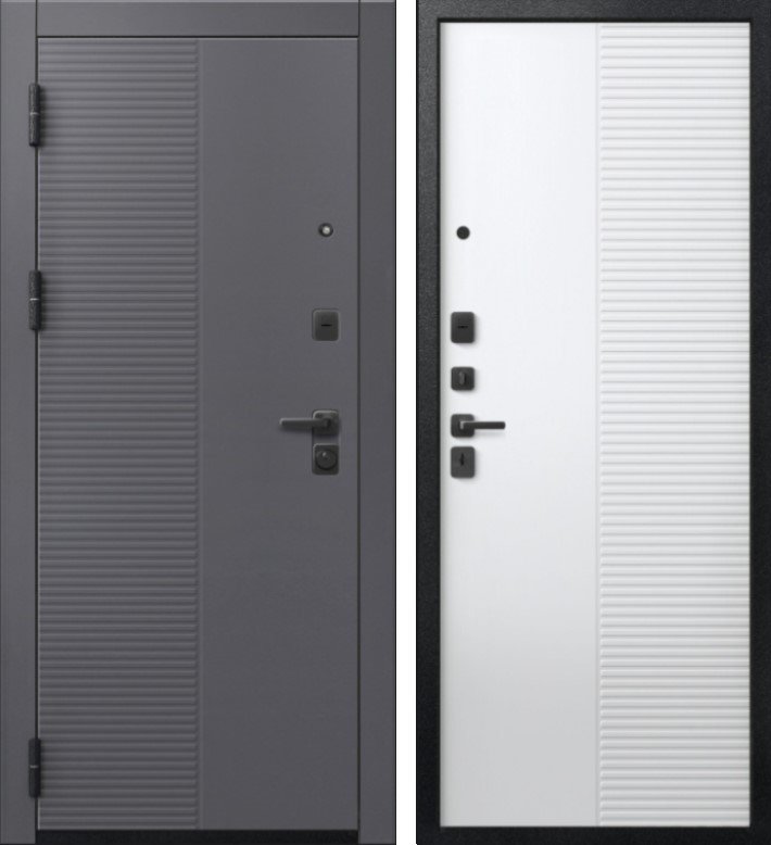 Дверь V-18 Черный муар + Кашемир графит - Кашемир Белый DIS007358